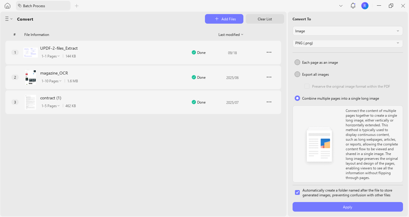 Alt text: pdf files successfully converted into images updf windows