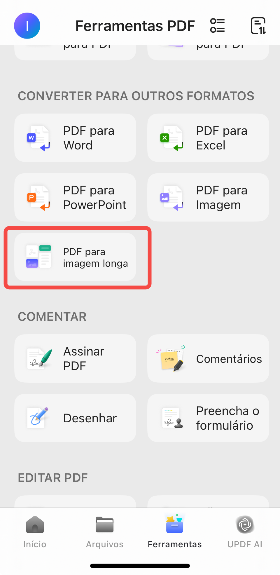 pdf para imagem longa