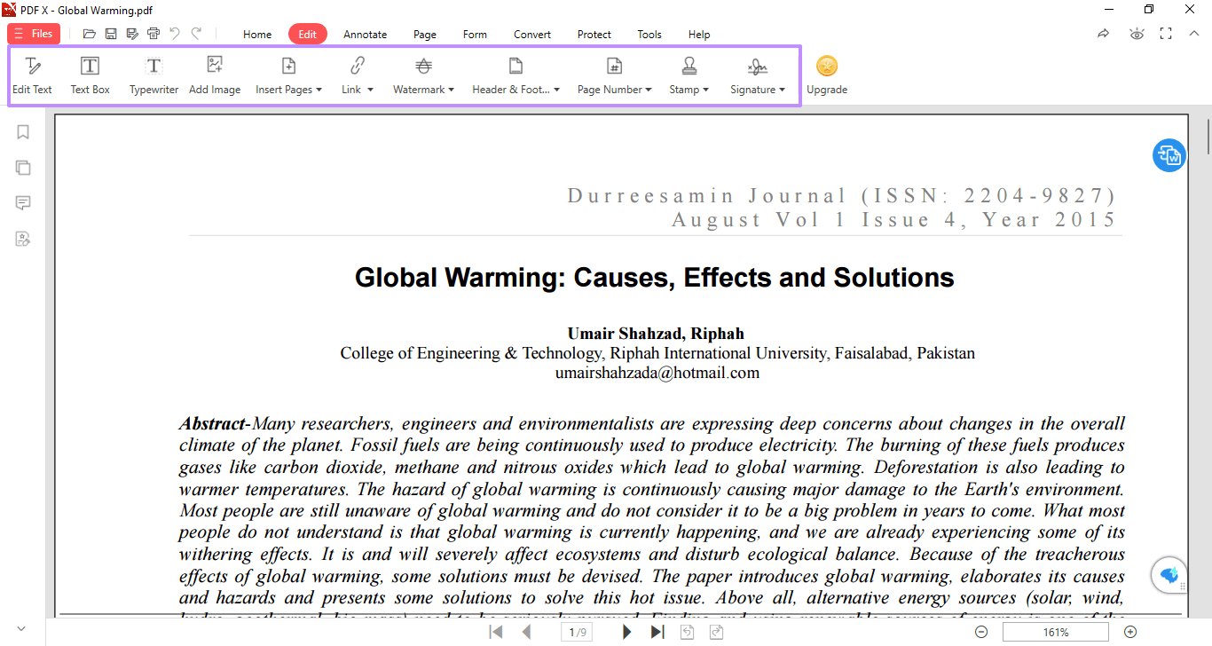 pdf x editing features