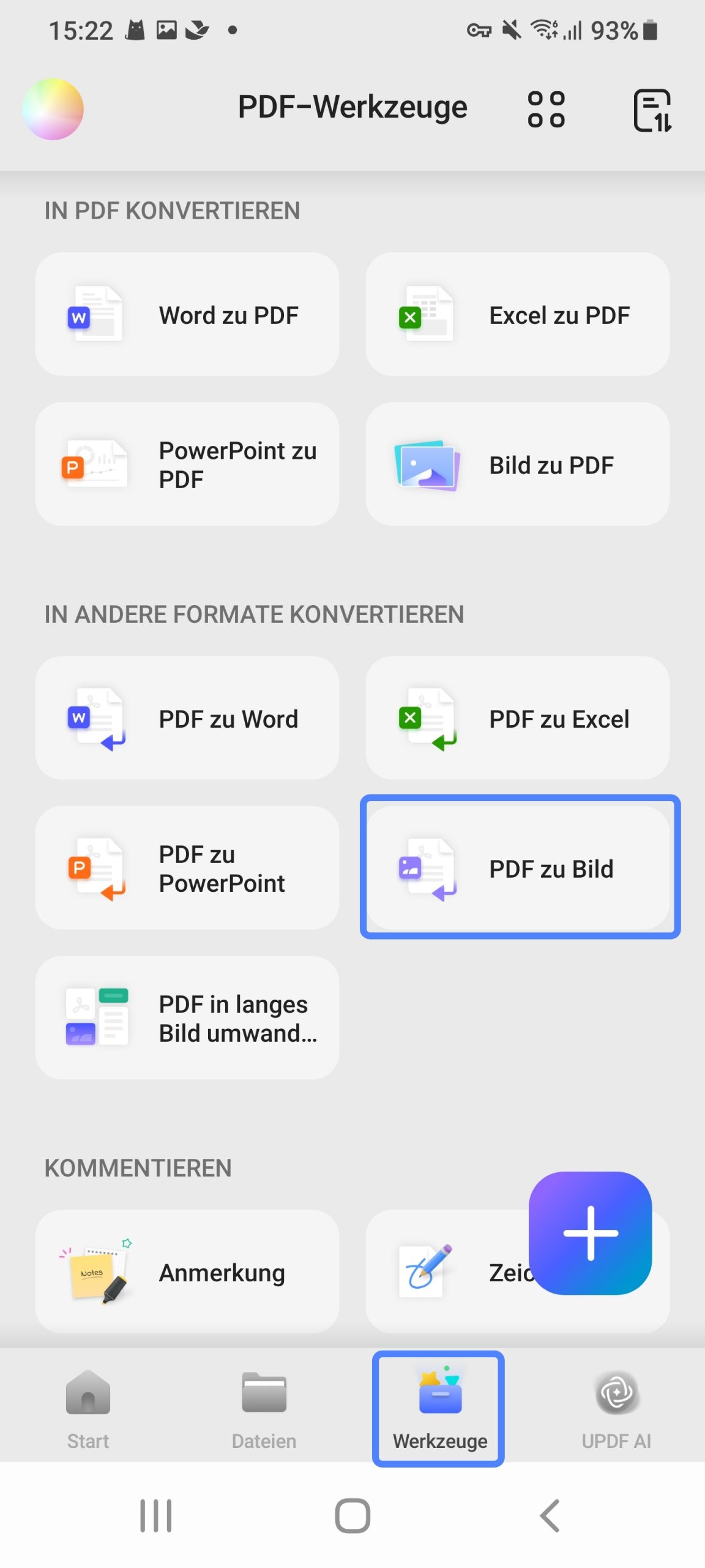 Wählen Sie pd zu Bild updf Android