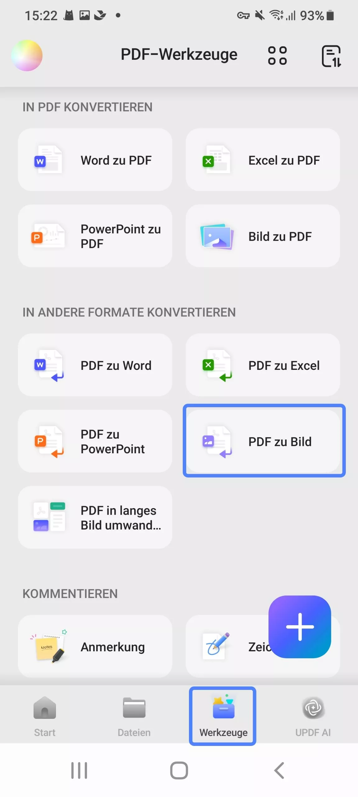 Wählen Sie pd zu Bild updf Android