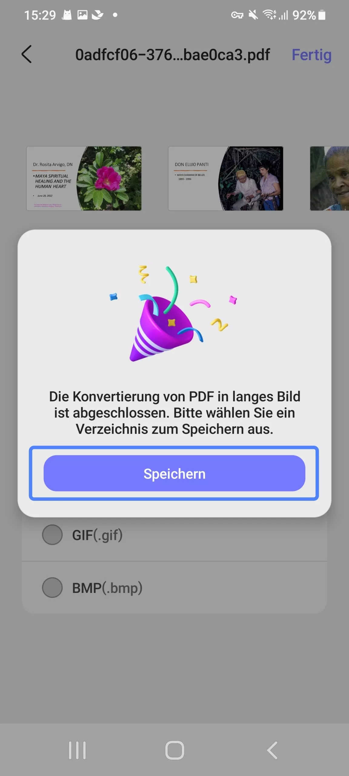 Speichern Sie anschließend das lange Bild auf Ihrem Gerät.