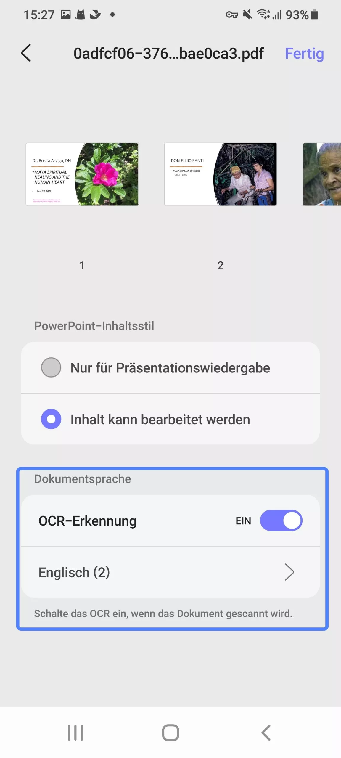 OCR-Erkennung aktivieren, wenn PDF zu PPT updf Android