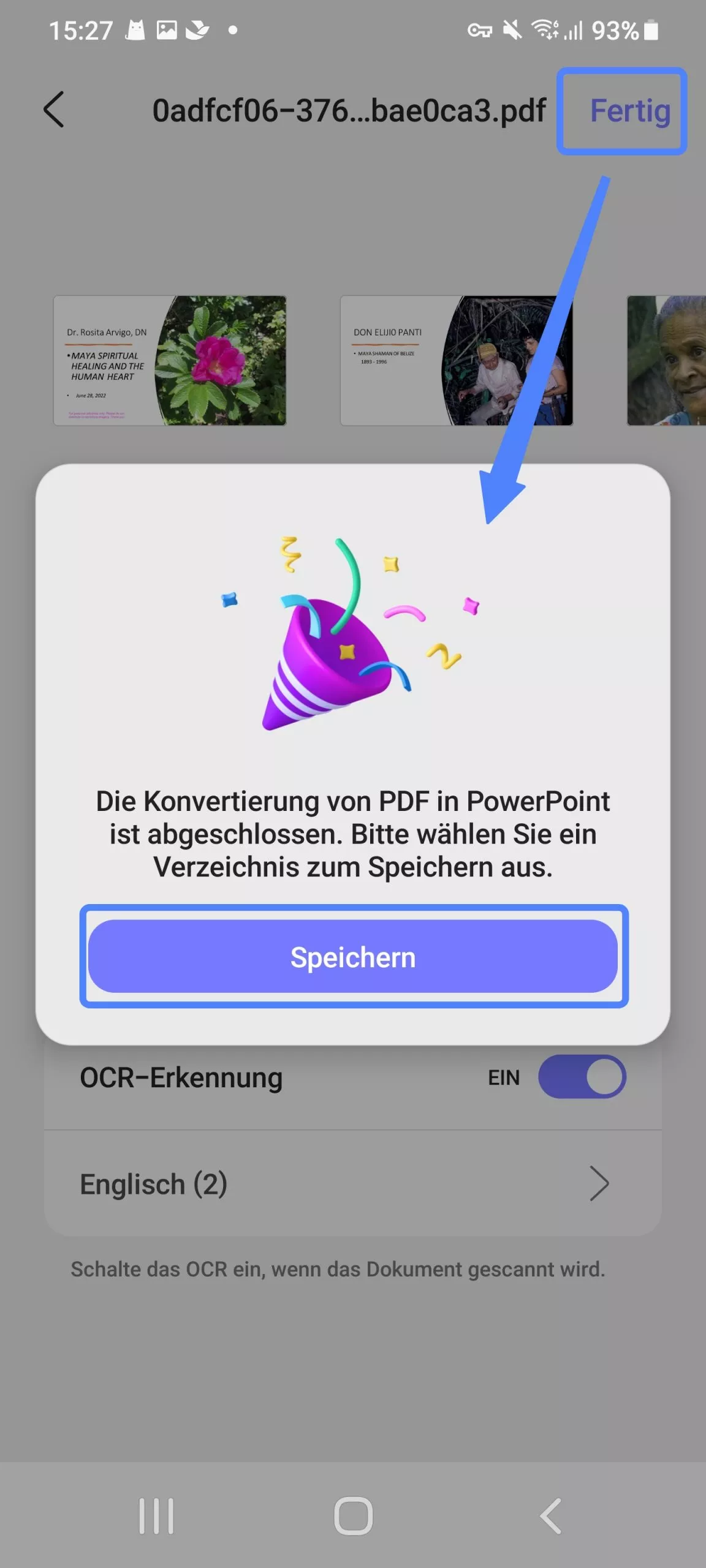 Speichern Sie die konvertierte PPT-Datei aus PDF updf android.