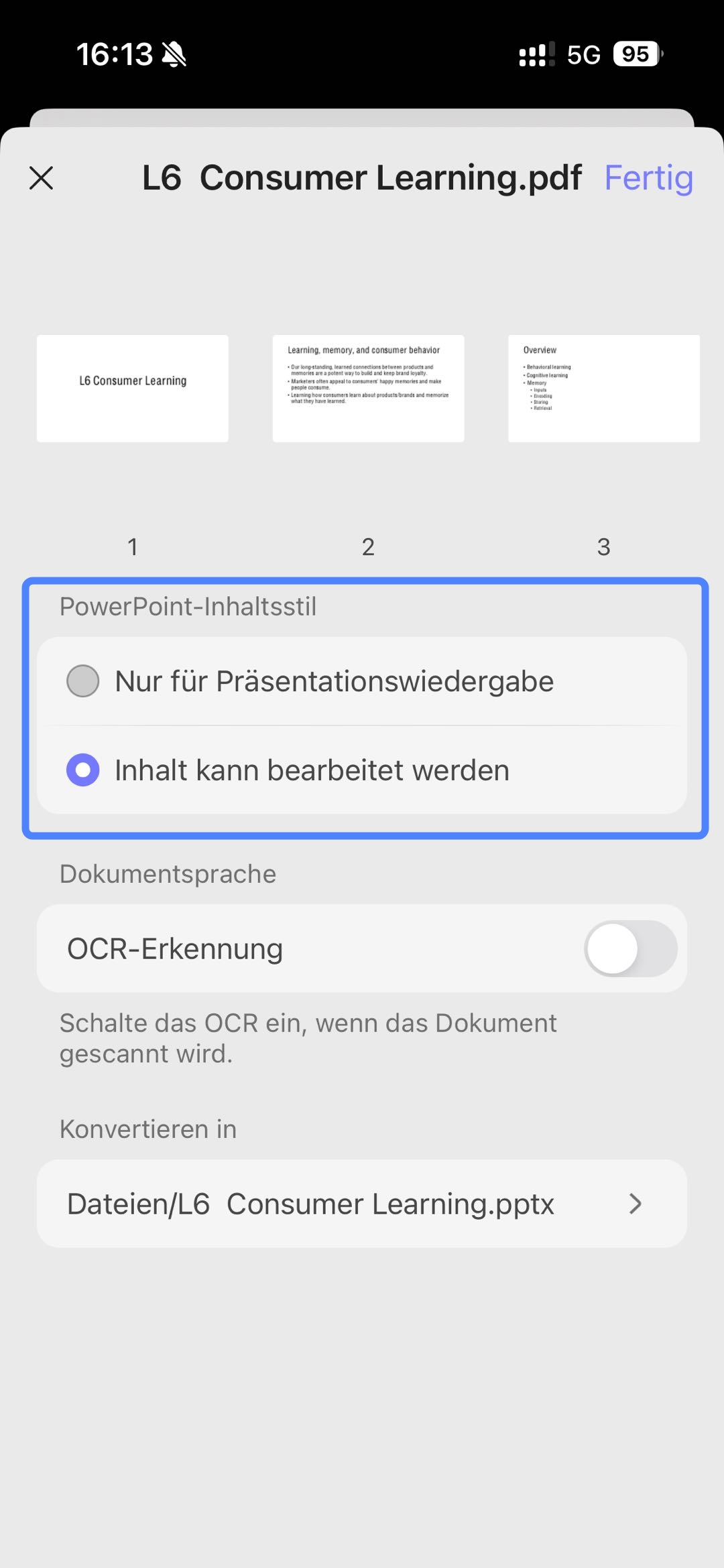Wählen Sie unter „PowerPoint-Inhaltsstil“ einen der Stile