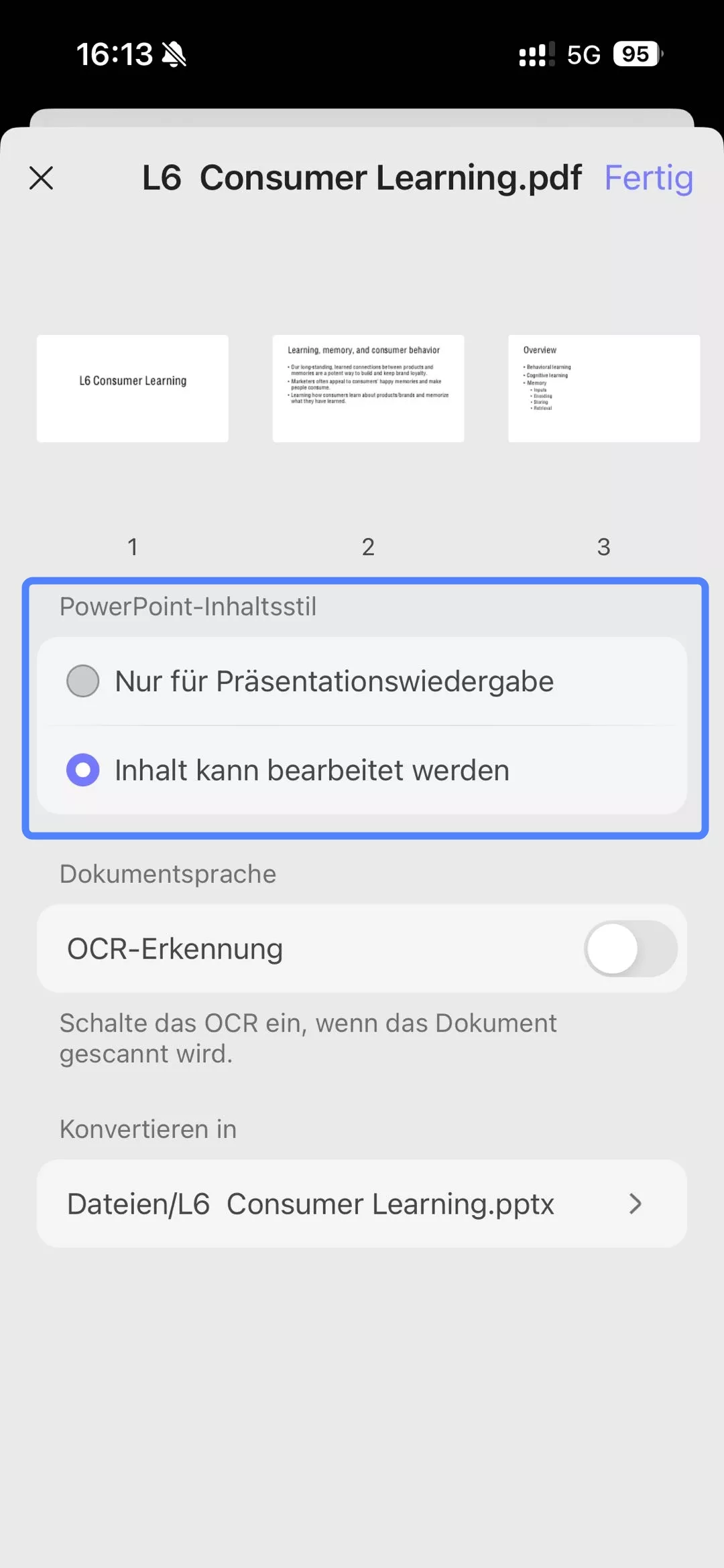 Wählen Sie unter „PowerPoint-Inhaltsstil“ einen der Stile