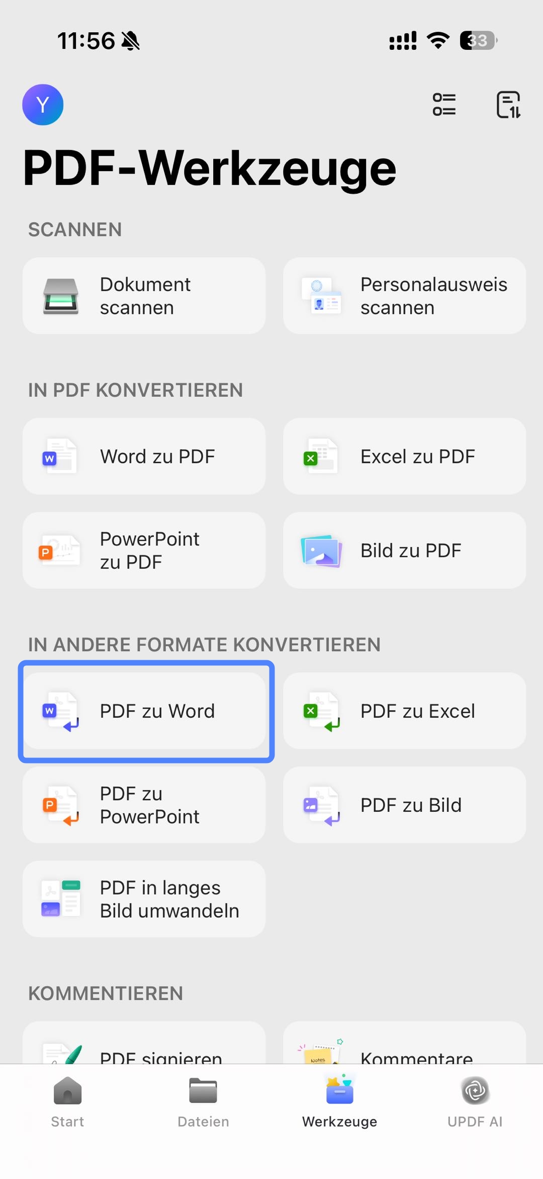 iLovePDF PDF in Word umwandeln - Alternative UPDF
