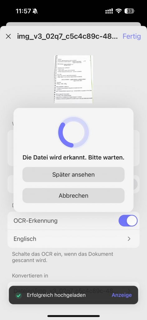 Warten Sie, bis das Tool die Word-Datei erstellt hat.
