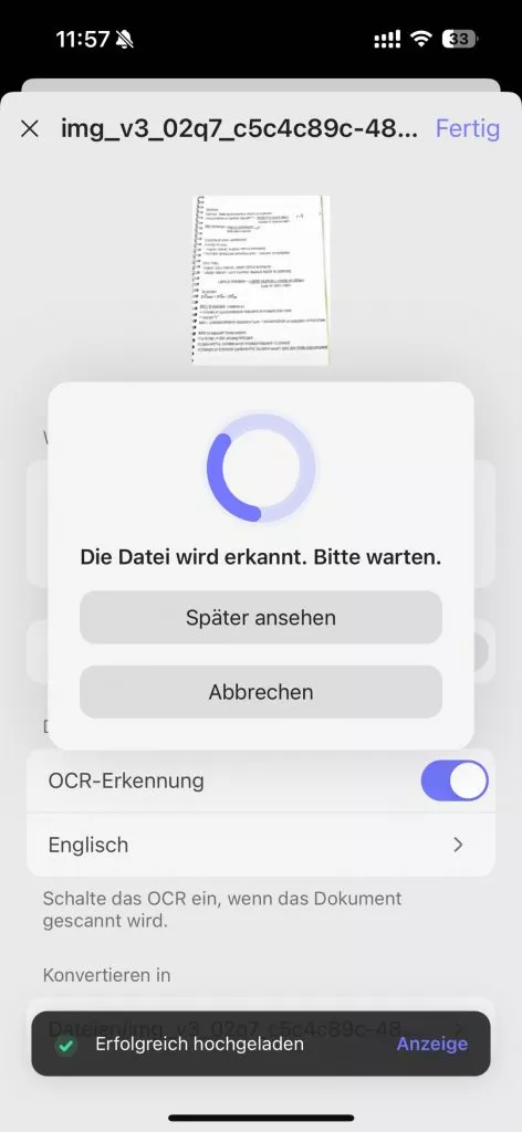 Warten Sie, bis das Tool die Word-Datei erstellt hat.