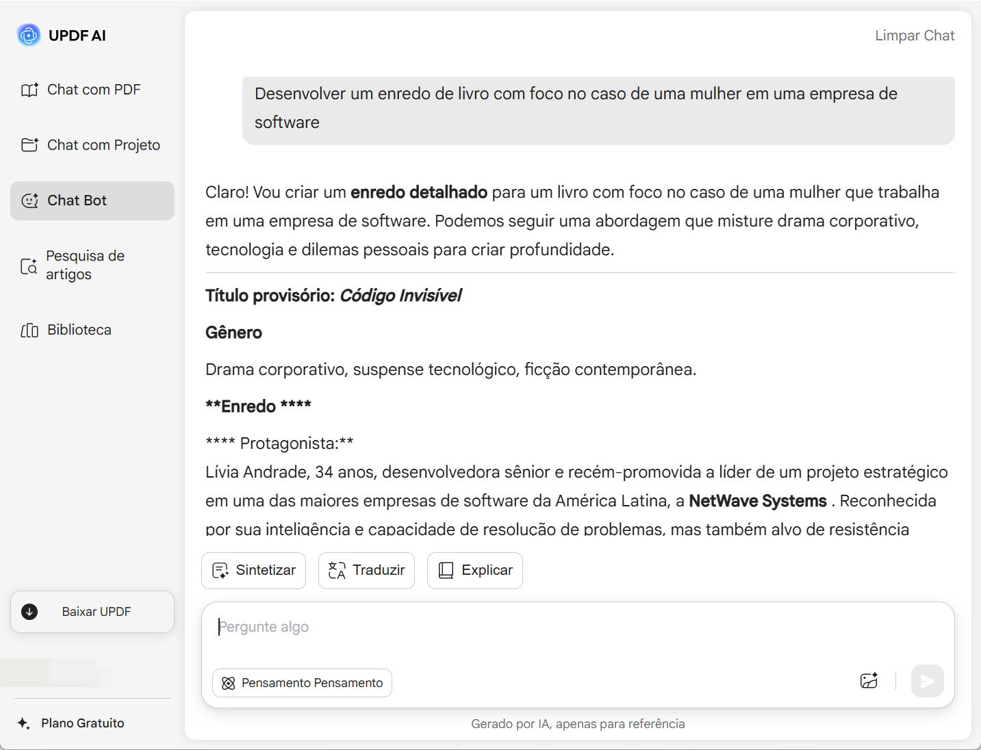 gerador de enredos o UPDF AI online