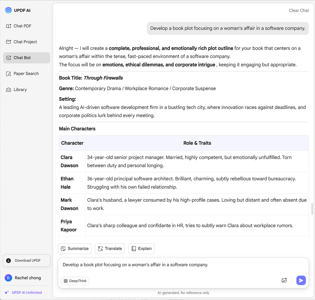 generátor zápletek UPDF AI online