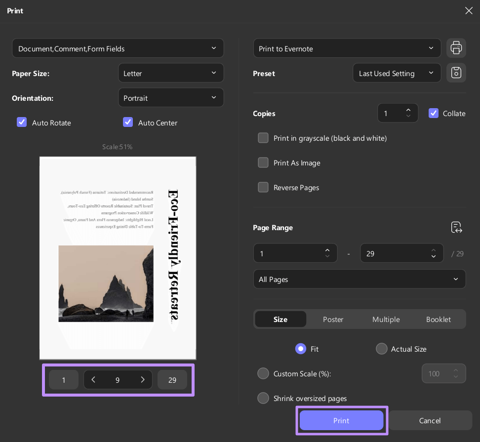  print the flipped pages updf windows