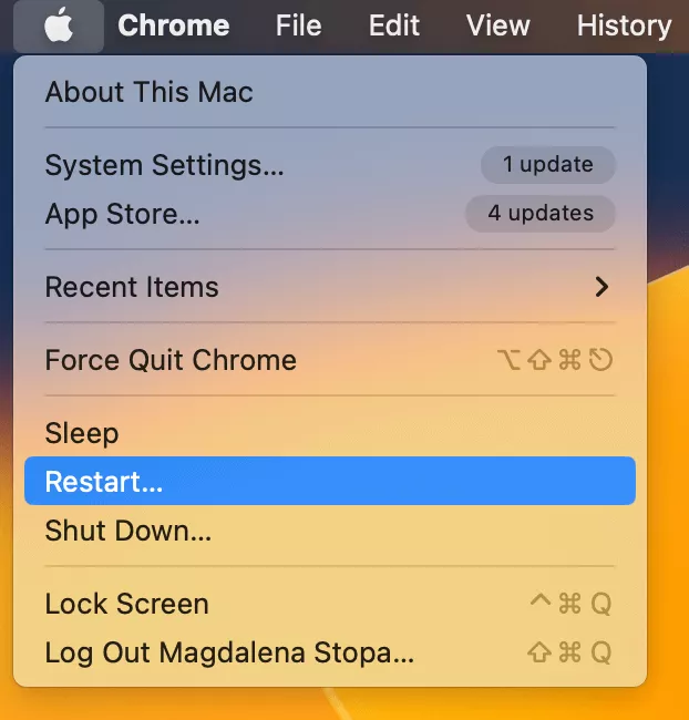 restart mac