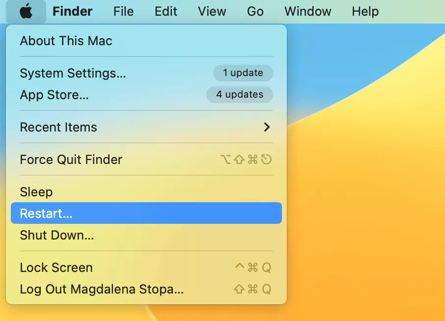 restart mac