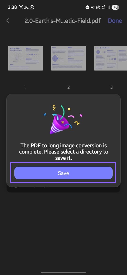 save the long image updf android