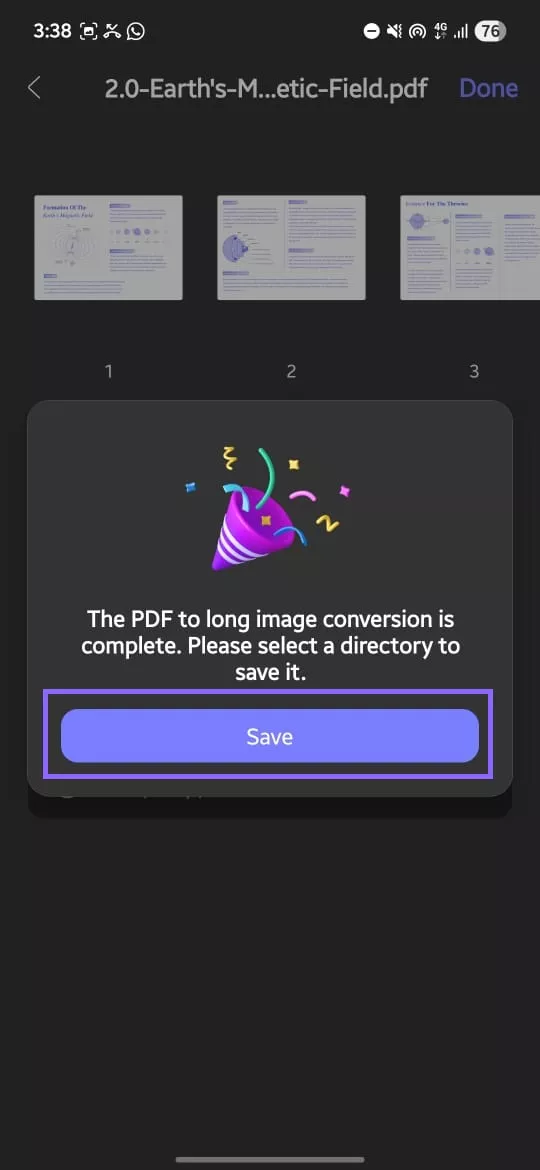 save the long image updf android