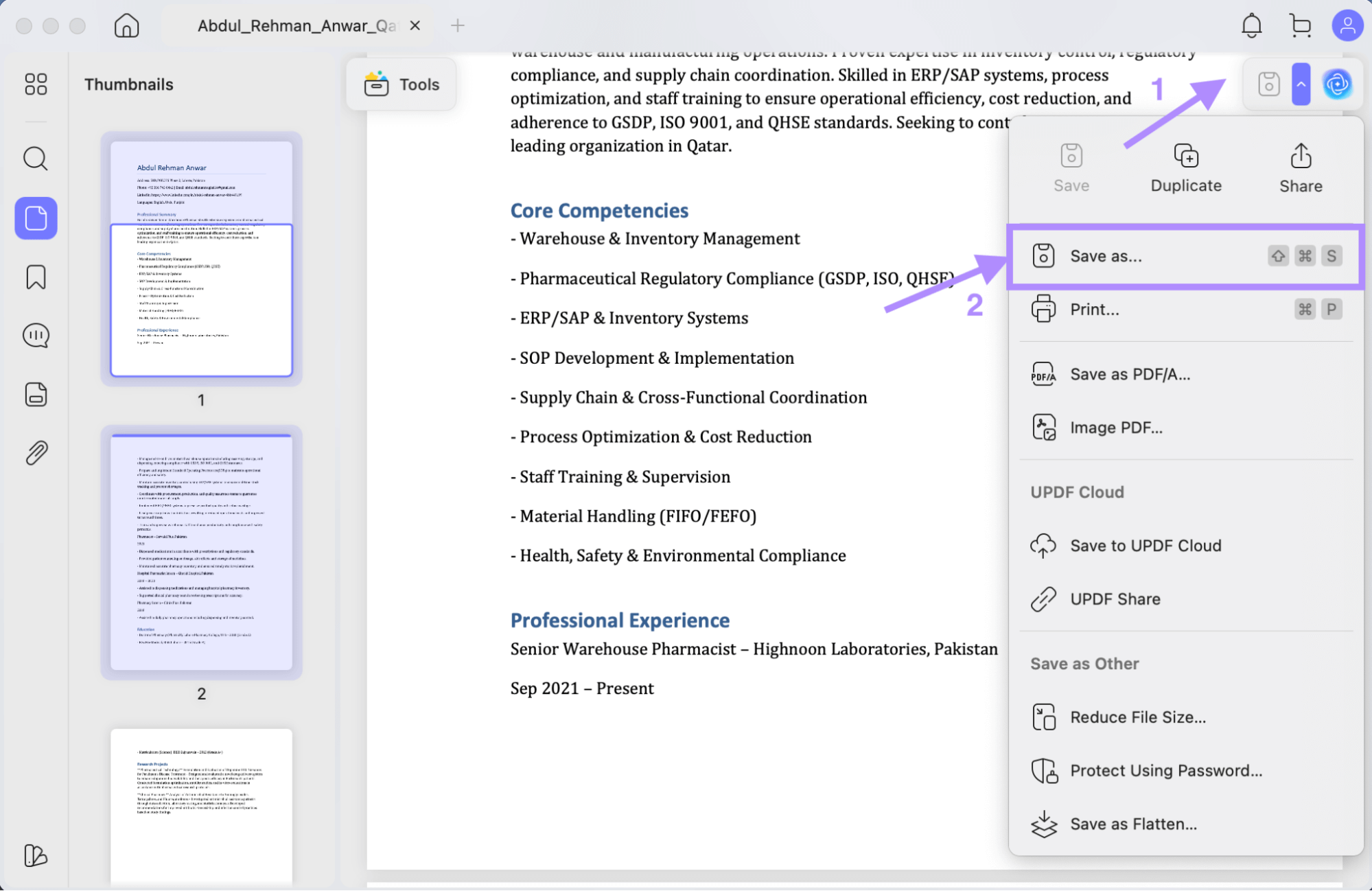  save your file as pdf updf mac