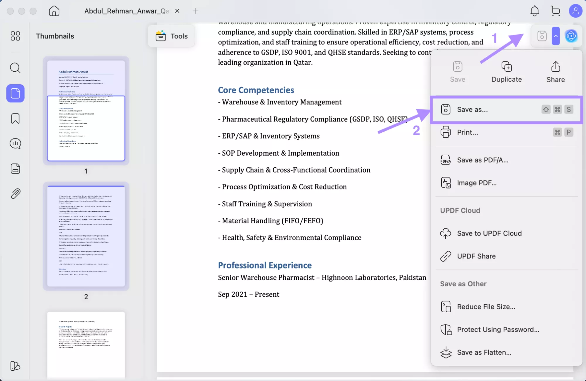  save your file as pdf updf mac