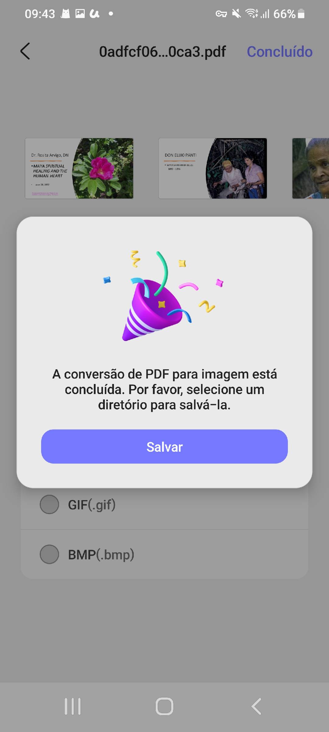 salve seu arquivo de imagem após conversão de pdf updf android