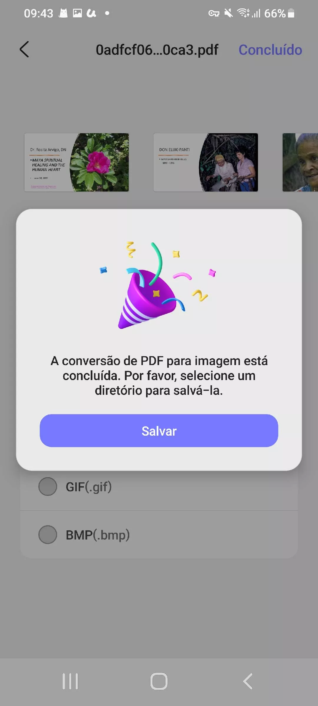 salve seu arquivo de imagem após conversão de pdf updf android