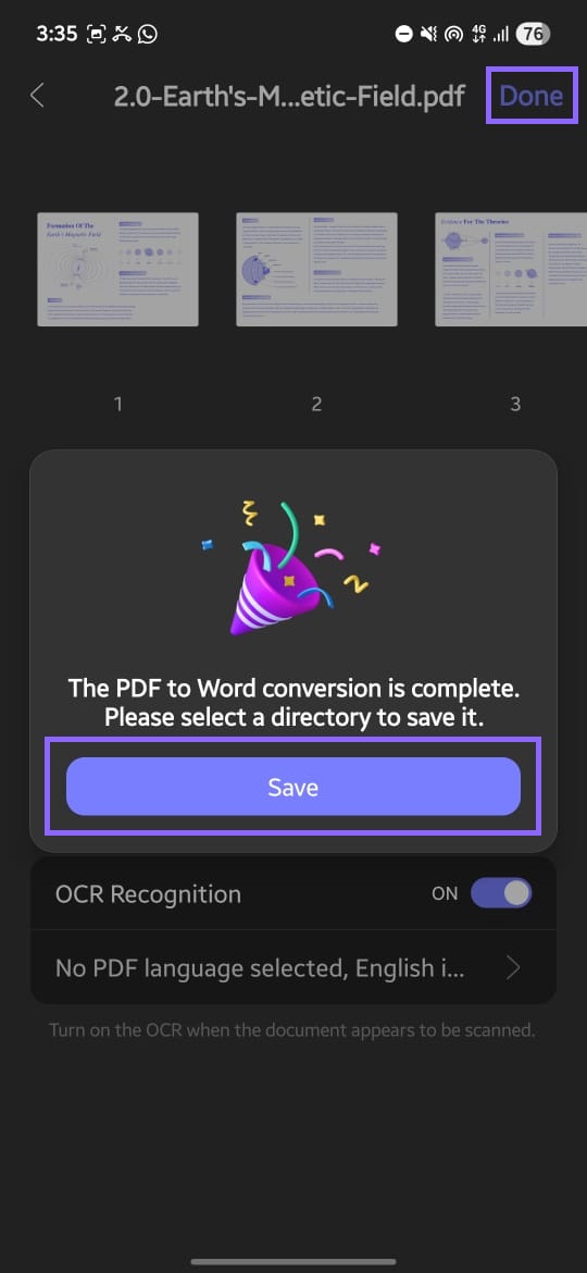 Alt text: save your word file updf android