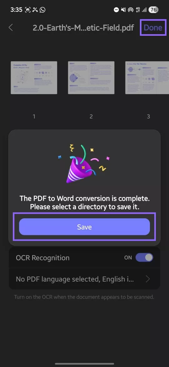 Alt text: save your word file updf android