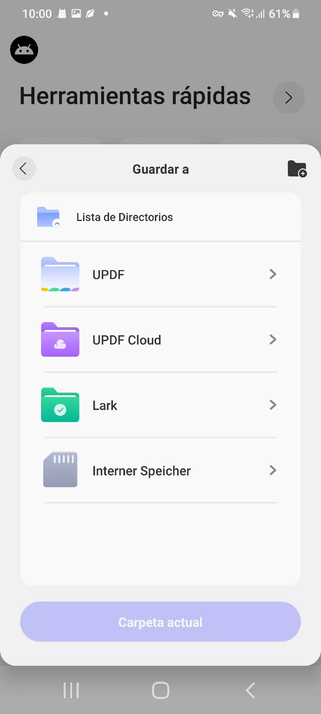 Elige un lugar para guardar tu nuevo PDF.