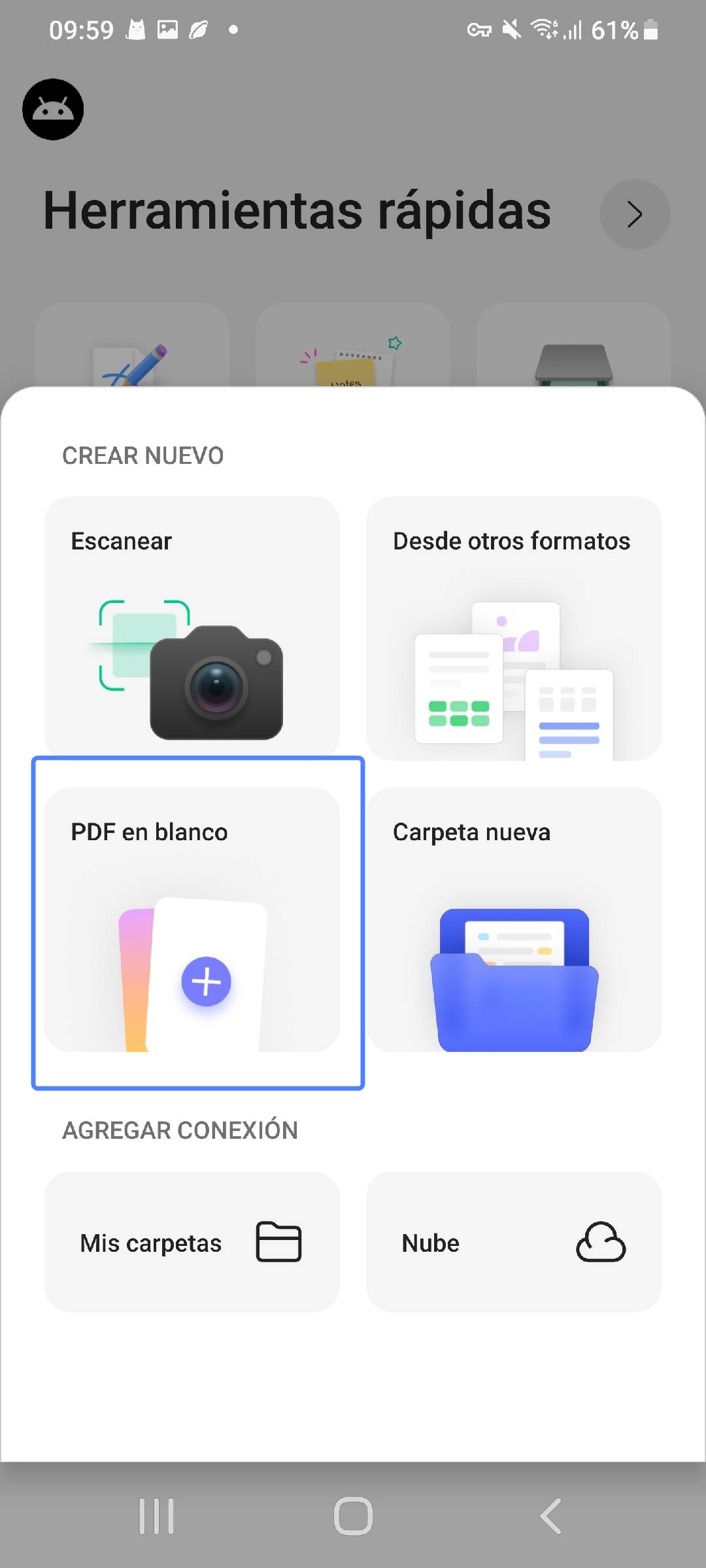 Crear un PDF en blanco con UPDF para Android