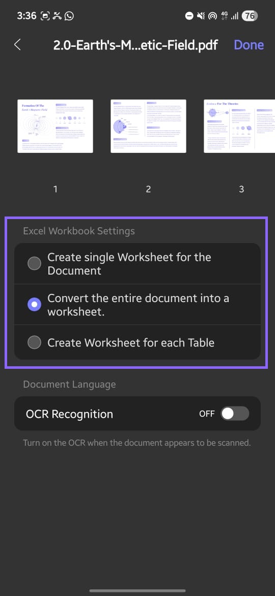select excel workbooks settings updf android