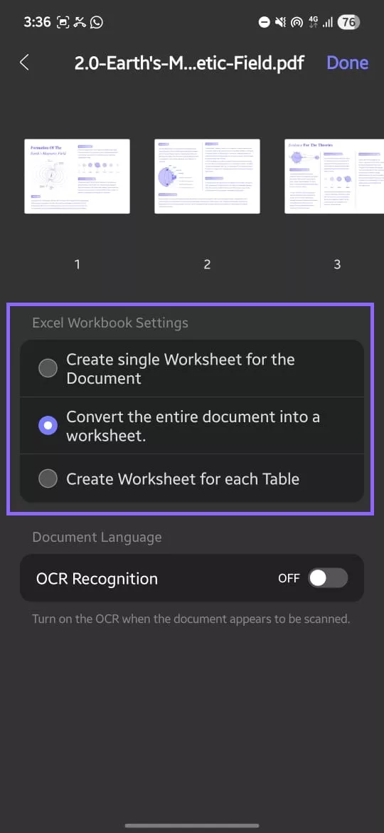 select excel workbooks settings updf android