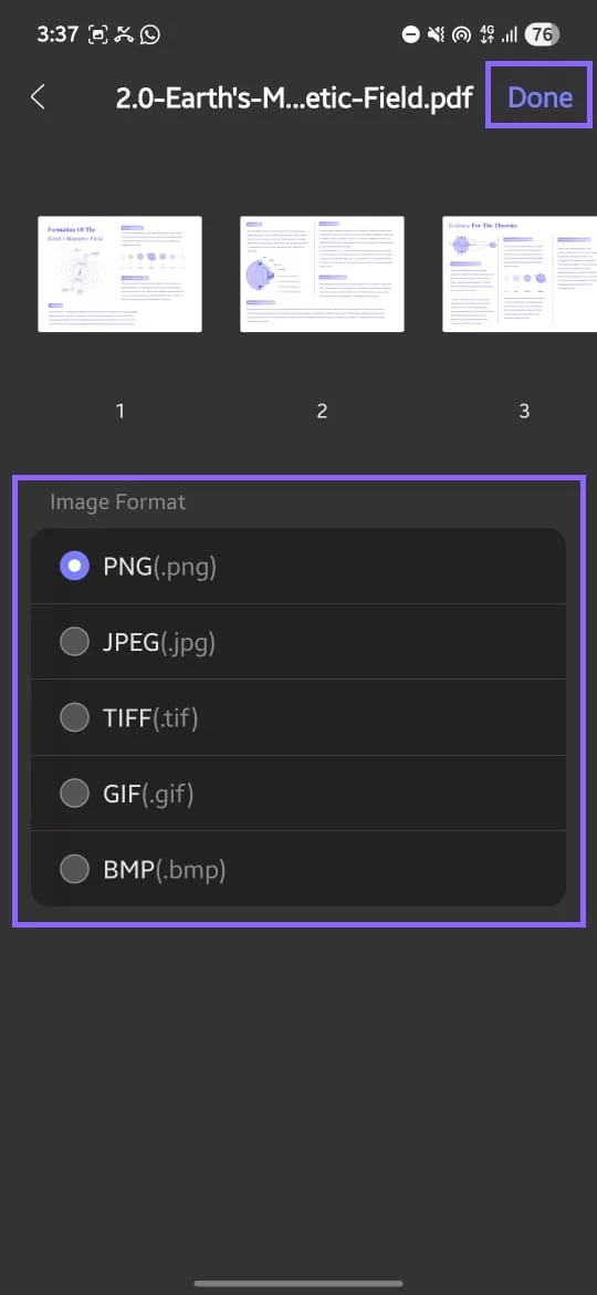 select format updf android