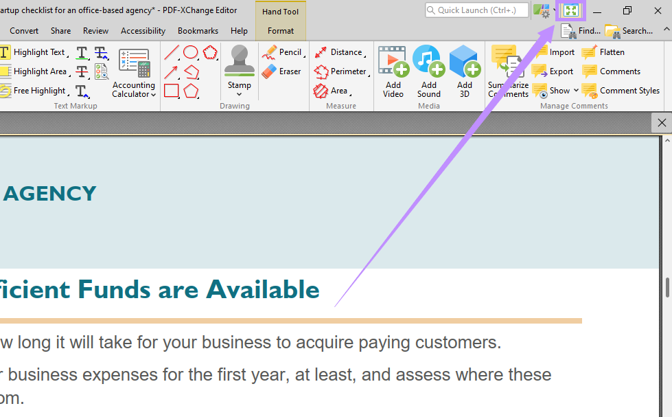 select full screen mode pdf xchange pdf editor