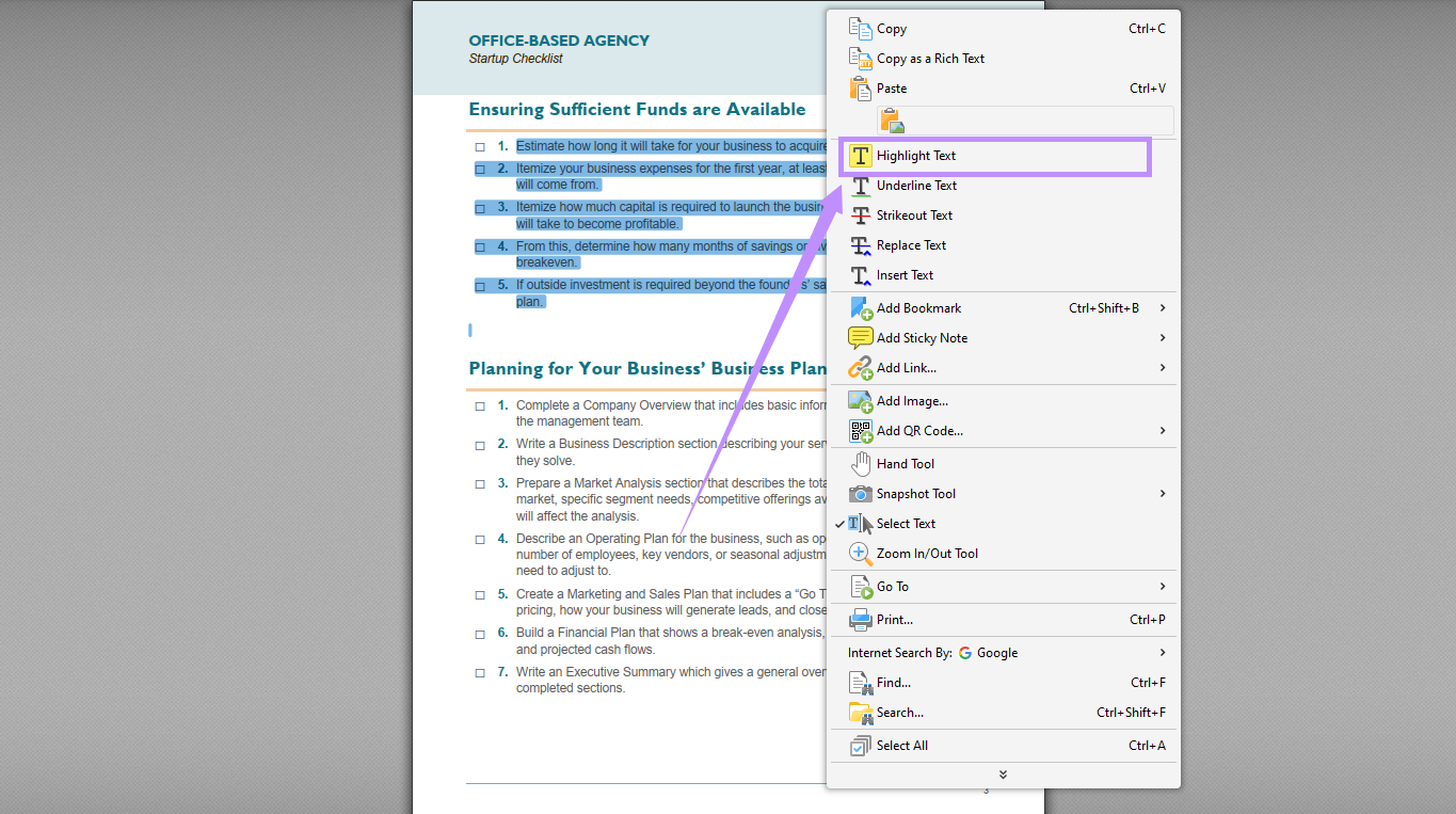  select highlight text pdf xchange editor