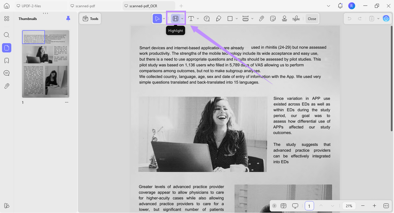 select highlight updf windows