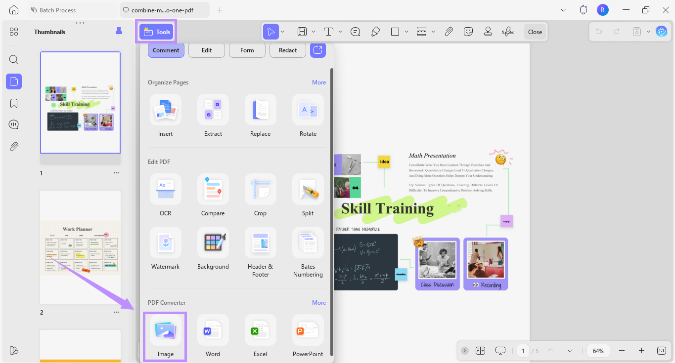 Alt-text: select image under tools updf windows