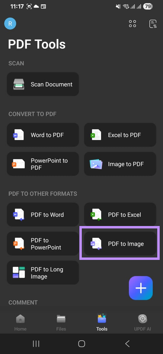  select pdf to image updf android