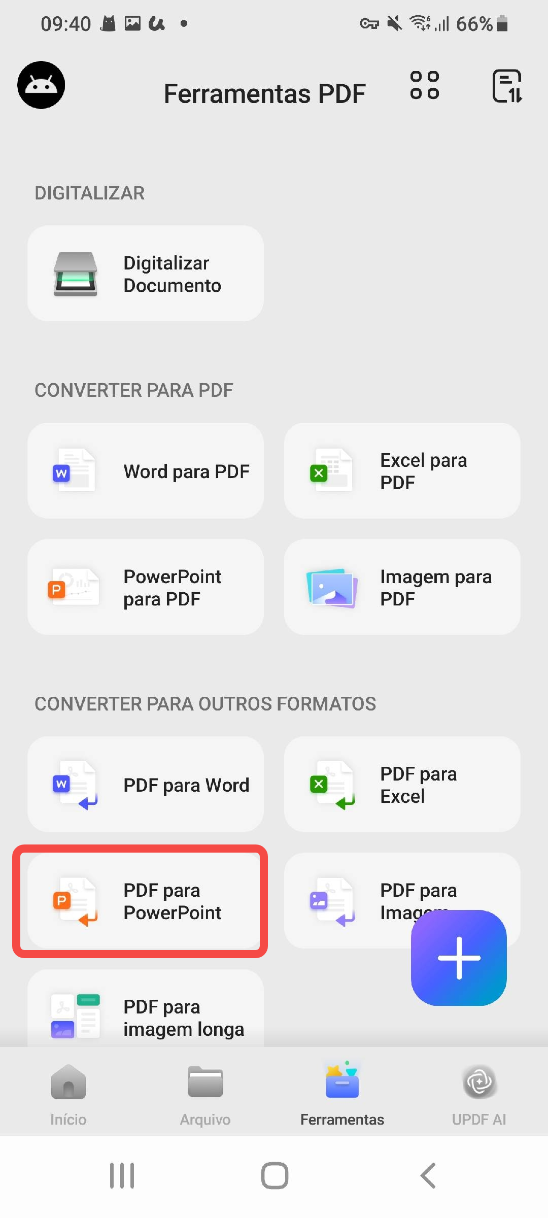 selecionar pdf para powerpoint