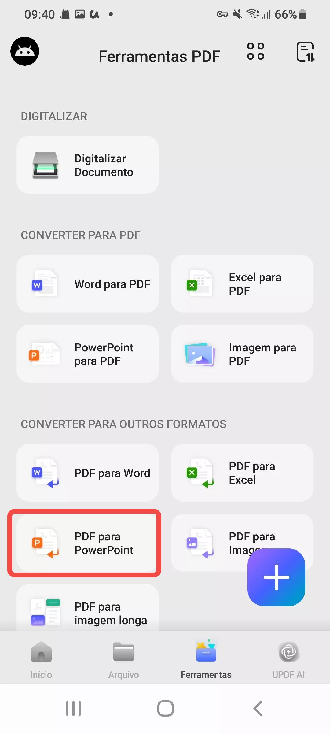 selecionar pdf para powerpoint