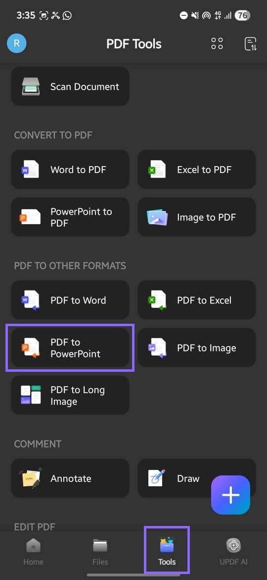 select pdf to powerpoint.