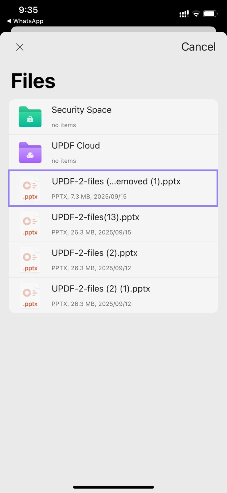 : select the ppt file.