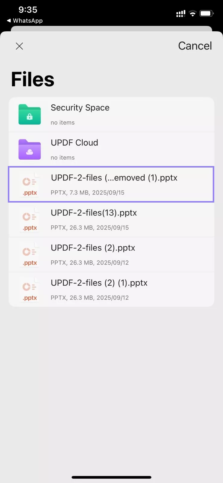 : select the ppt file.