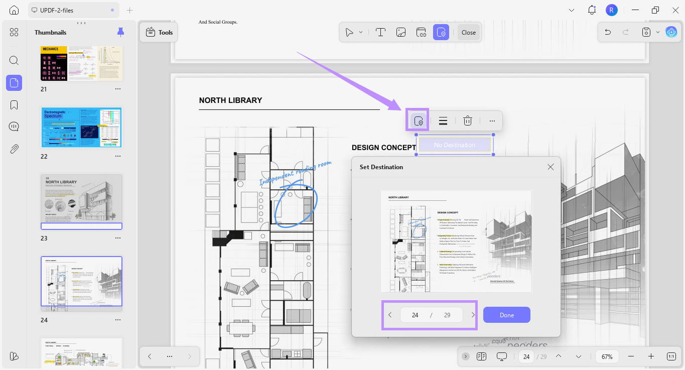 Alt-text: set page index to link updf windows