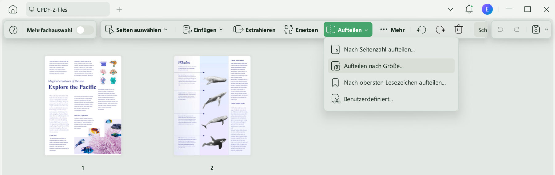 Teilen Sie eine Wortseite in 4 Teile auf