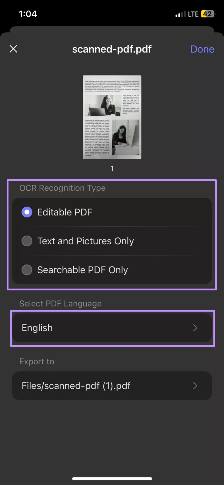 Image Alt: tap on your desired ocr type