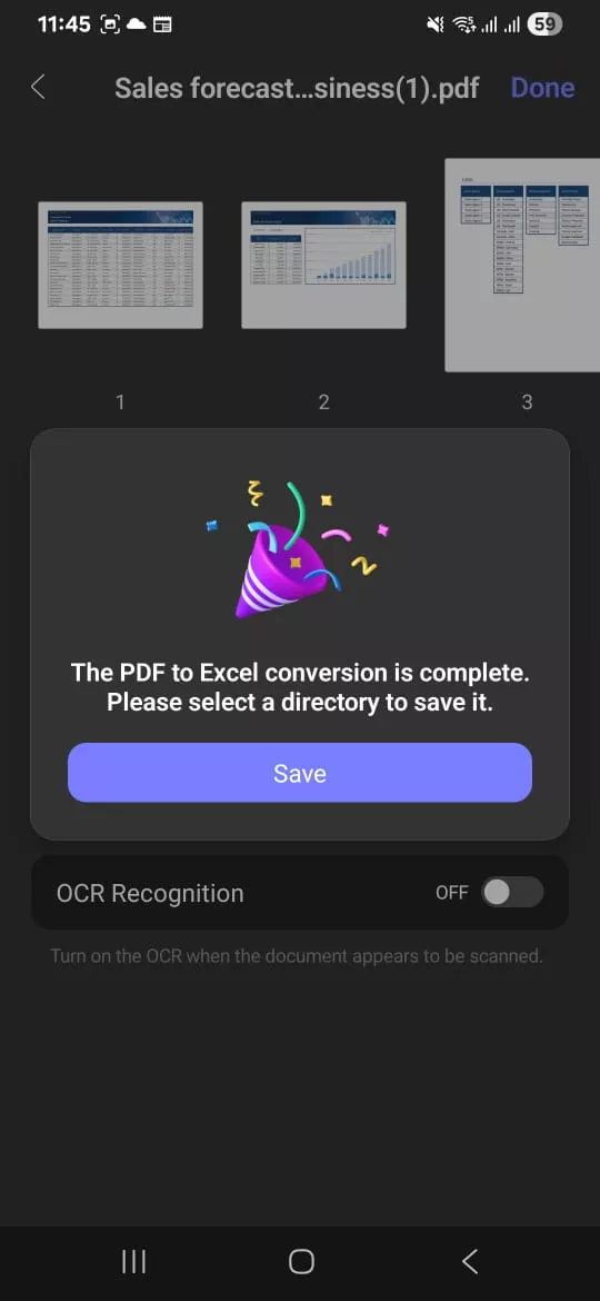 tap the save button