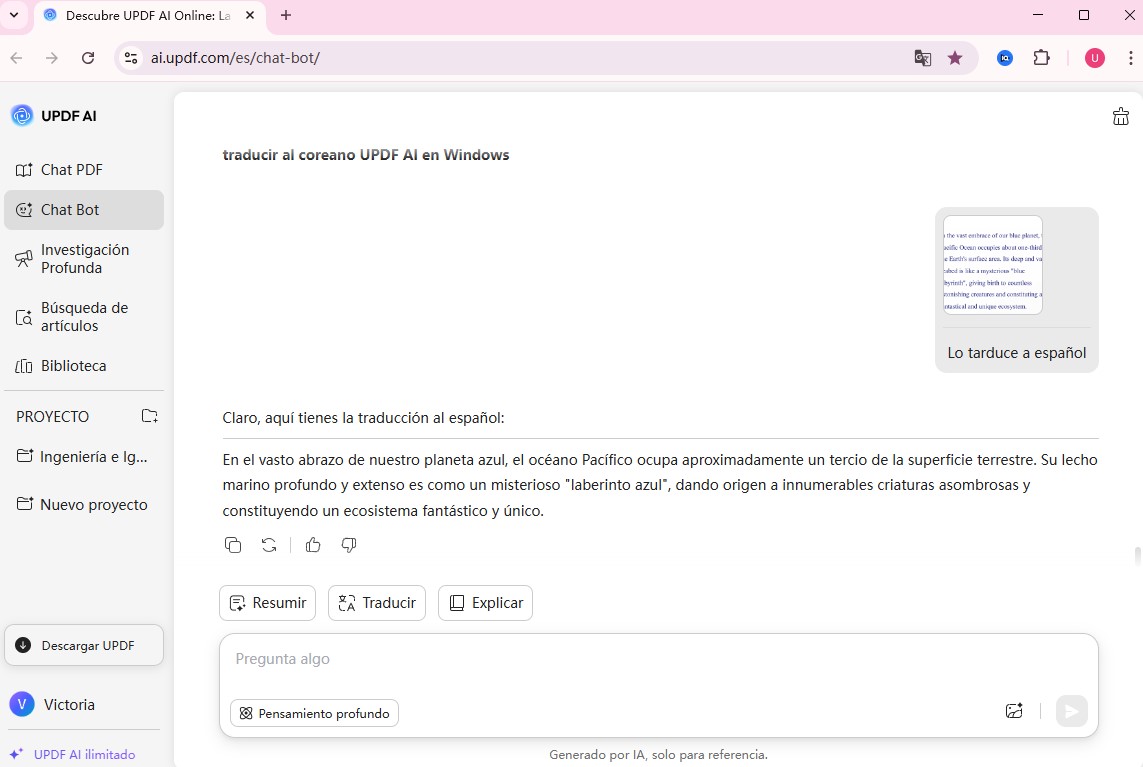 traducción updf ai online