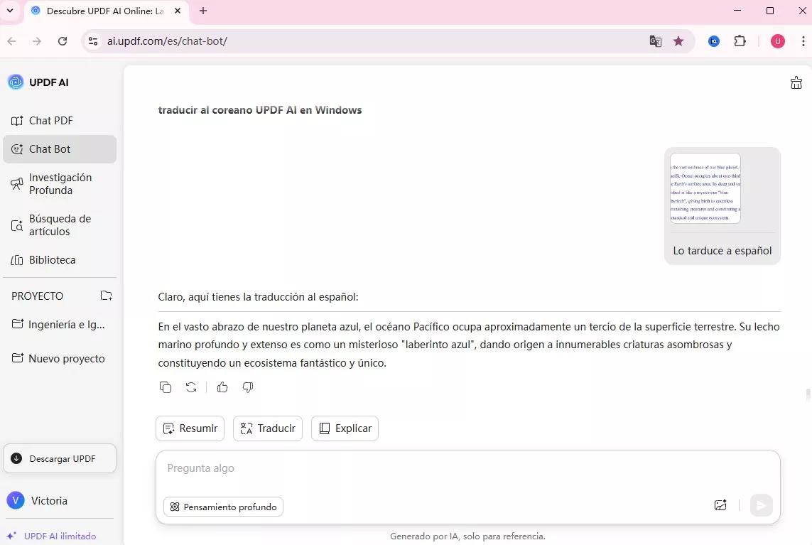 traducción updf ai online