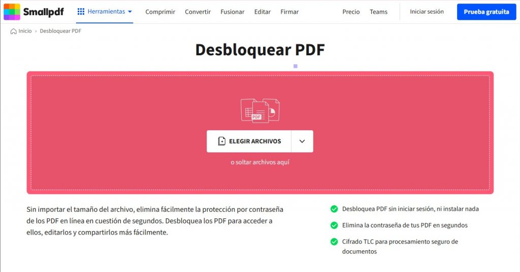 removedor de contraseñas de pdf en línea smallpdf