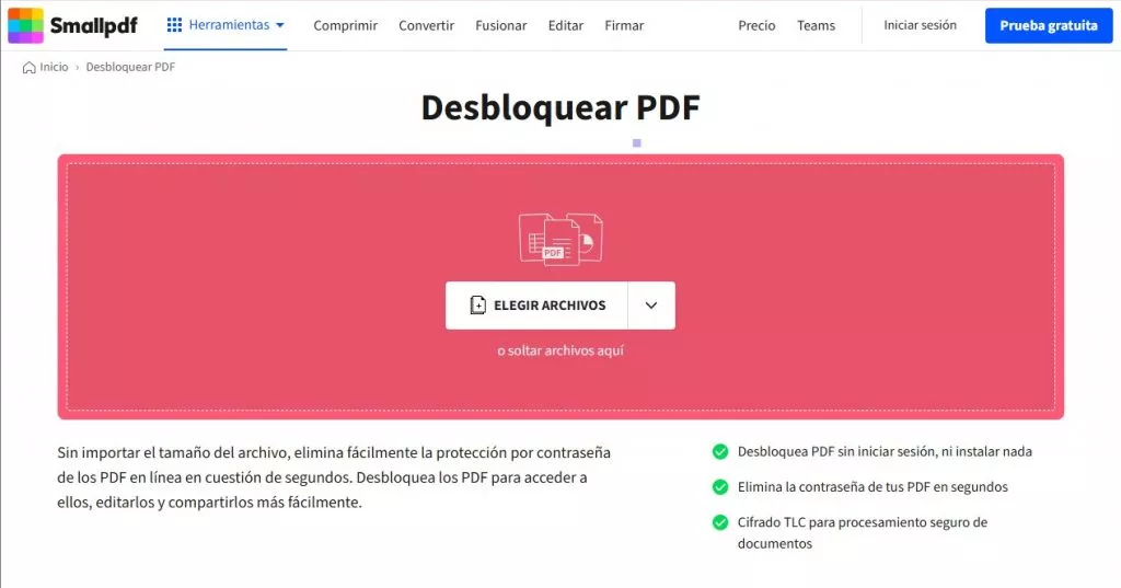 removedor de contraseñas de pdf en línea smallpdf