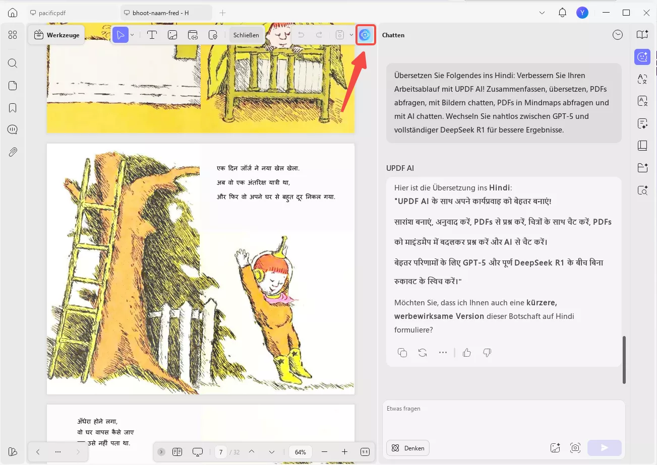 hindi pdf editor übersetzen englisch in hindi mit updf ai